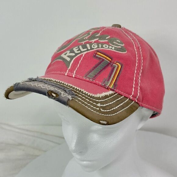 Vintage 90s Y2K True Religion Trucker Hat Baseball Cap Distressed Adjustable - Picture 14 of 16